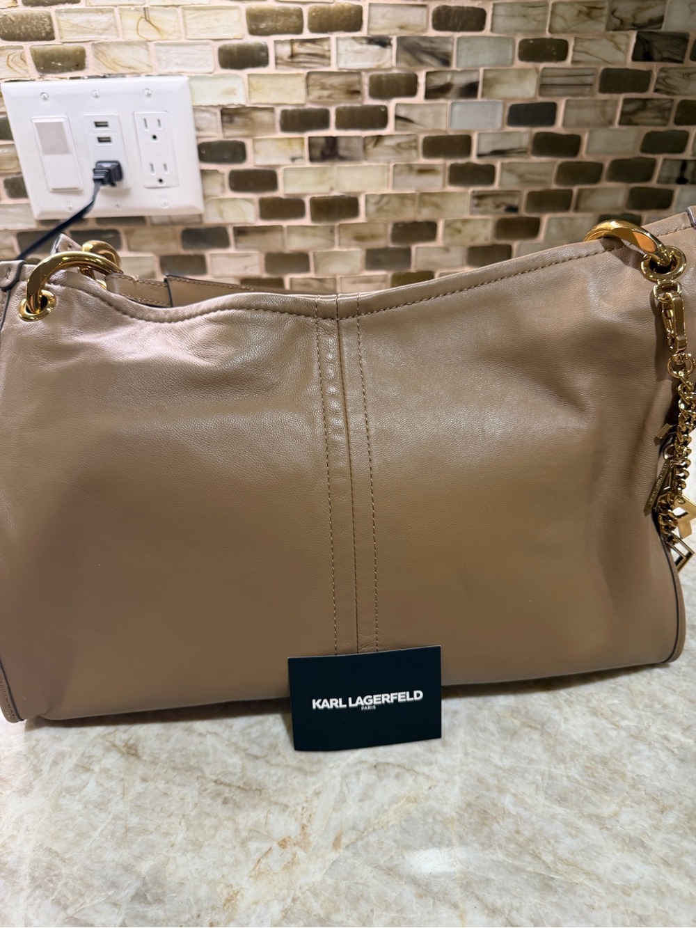 Karl Lagerfeld Paris Luciene Medium Leather Tote LH5 - Vicuna